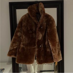 Brown Faux Fur Coat - Luxurious Plush Short Jacket